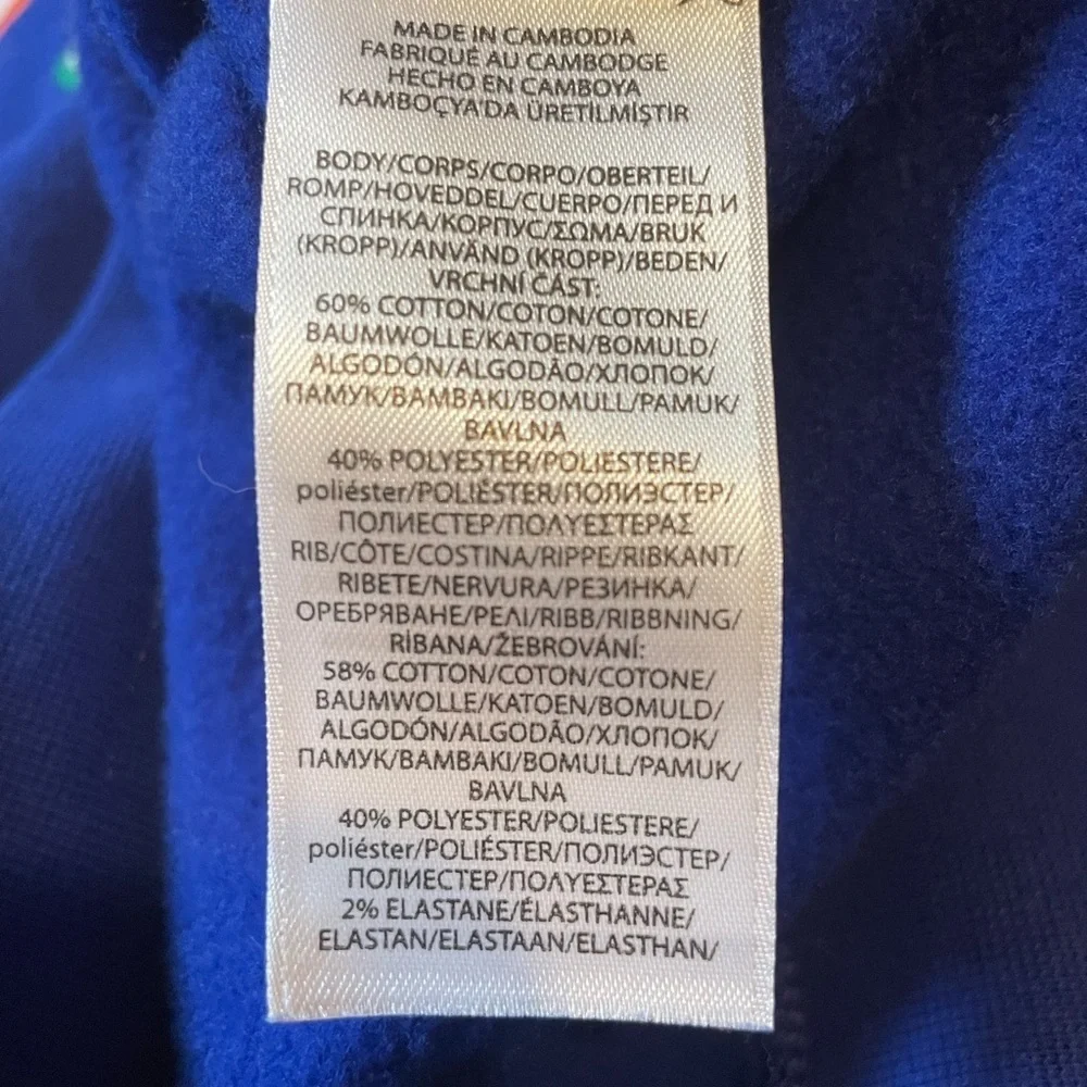 Polo Ralph Lauren Fleece Blue Sweatshirt Colorful POLO Logo Spell Out Size S EUC